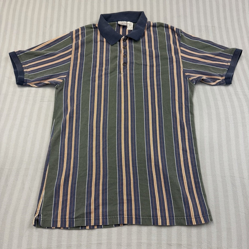 Vintage 90s Bugle Boy Classics Polo Shirt Stripes Colorful Mens XL Made USA